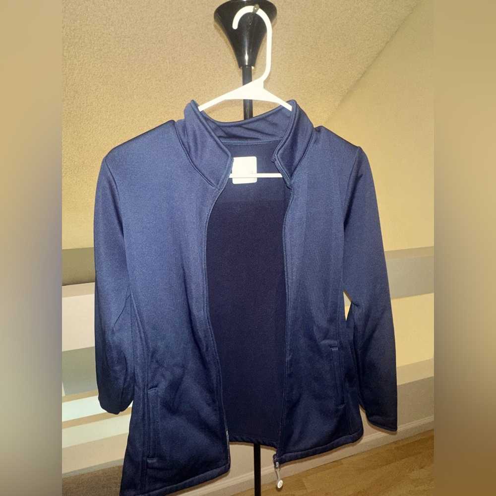 Navy blue zip-up jacket